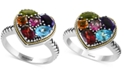 EFFY Collection Balissima by EFFY&reg; Multi-Gemstone Two-Tone Heart Ring (2-1/6 ct. t.w.) in Sterling Silver & 18k Gold